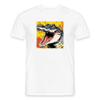 Wild Crocodile – Urban Street Art Design - Men's T-Shirt - white - Front - AI Model Male 178 dark (178cm)