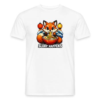 Fox Ramen Slurp Happens - Men's T-Shirt - white - Front - AI Model Male 178 dark (178cm)