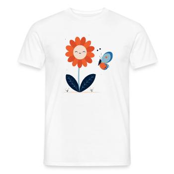 lachende Blume mit Schmetterling - Männer T-Shirt - Weiß - Vorne - AI Model Male 178 dark (178cm)