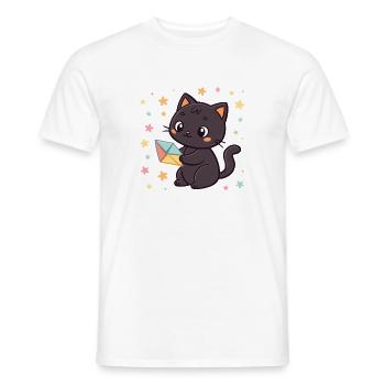 Schwarze Katze und Origami-Umschlag - Männer T-Shirt - Weiß - Vorne - AI Model Male 178 dark (178cm)