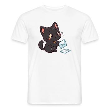 Kawaii Black Cat and Envelopes - Men's T-Shirt - white - Front - AI Model Male 178 dark (178cm)
