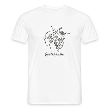 Floral Brain Line Art - Growth - Men's T-Shirt - white - Front - AI Model Male 178 dark (178cm)