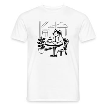Thoughtful Cat Cafe - Men's T-Shirt - white - Front - AI Model Male 178 dark (178cm)