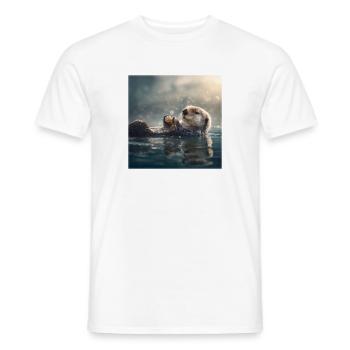 Loutre de mer mignonne : se détendre sur l’eau - T-shirt homme - blanc - Devant - AI Model Male 178 dark (178cm)