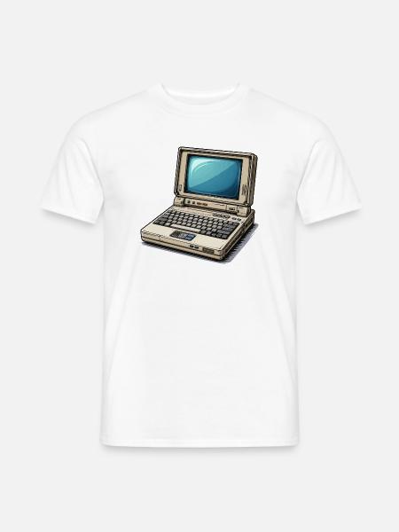  Laptop Retro-Computer Vintage Stil Illustration - Männer T-Shirt - Weiß