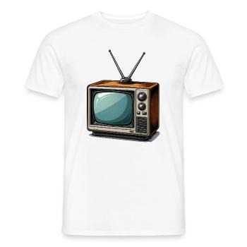 Retro Fernseher mit Antennen - Männer T-Shirt - Weiß - Vorne - AI Model Male 178 dark (178cm)