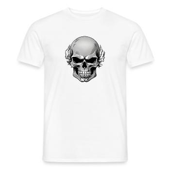 Skull with dark leaf wreath - Men's T-Shirt - white - Front - AI Model Male 178 dark (178cm)
