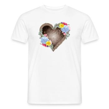 Herzförmiges Vogelnest mit Frühlingsblüten - Männer T-Shirt - Weiß - Vorne - AI Model Male 178 dark (178cm)