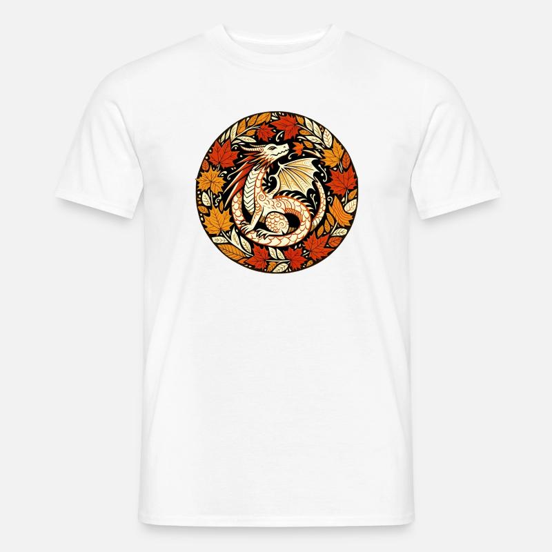 Efterårsdrage cirkulært bladmønster - Mænd T-shirt - hvid
