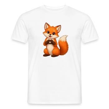 Love Fox Heart Shape - Men's T-Shirt - white - Front - AI Model Male 178 dark (178cm)