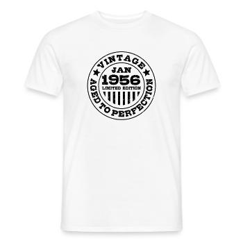 January 1956 | Aged to perfection | Birthday - Men's T-Shirt - white - Front - AI Model Male 178 dark (178cm)