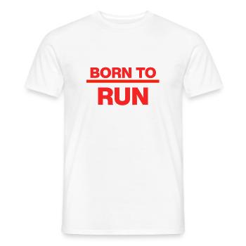 BORN TO RUN, POWER VORSATZ, LAUFEN JOGGEN RENNEN - Männer T-Shirt - Weiß - Vorne - AI Model Male 178 dark (178cm)