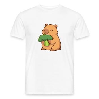 Capybara with broccoli – relaxed & cute - Men's T-Shirt - white - Front - AI Model Male 178 dark (178cm)