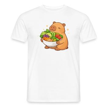 Capybara potelé avec bol de salade - T-shirt homme - blanc - Devant - AI Model Male 178 dark (178cm)