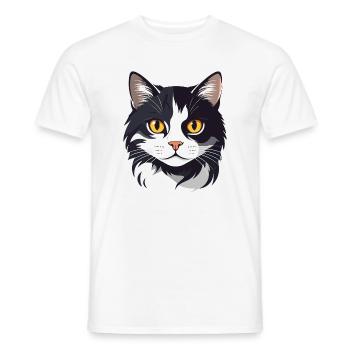 schwarz weiß Katzenkopf Grafik süß Katze Goldaugen - Männer T-Shirt - Weiß - Vorne - AI Model Male 178 dark (178cm)