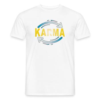 Karma - Minimalist Statement Design - Men's T-Shirt - white - Front - AI Model Male 178 dark (178cm)