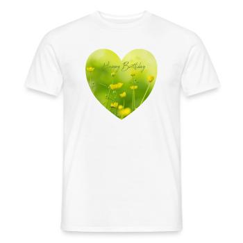 Yellow flower heart for birthday - Men's T-Shirt - white - Front - AI Model Male 178 dark (178cm)