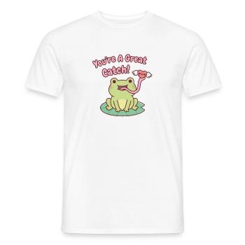 Cute Frog Catches Heart You Are A Great Catch - Men's T-Shirt - white - Front - AI Model Male 178 dark (178cm)