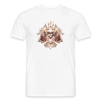 Sepia frame with bunnies and Easter nest - Men's T-Shirt - white - Front - AI Model Male 178 dark (178cm)