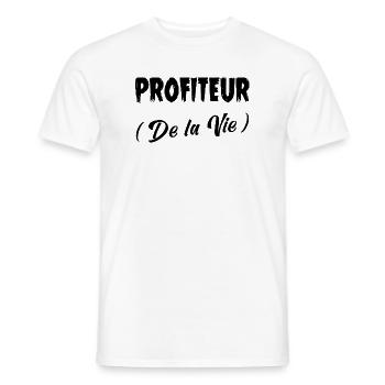 PROFITEUR (DES LEBENS)! (schwarz) - Männer T-Shirt - Weiß - Vorne - AI Model Male 178 dark (178cm)