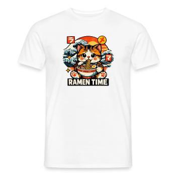 Cats Ramen Noodle Japanese Anime Manga Kawaii - Men's T-Shirt - white - Front - AI Model Male 178 dark (178cm)