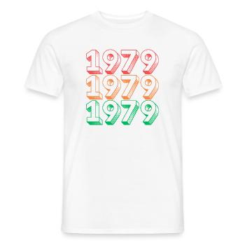 Neon Retro 1979 Jahresdesign - Männer T-Shirt - Weiß - Vorne - AI Model Male 178 dark (178cm)