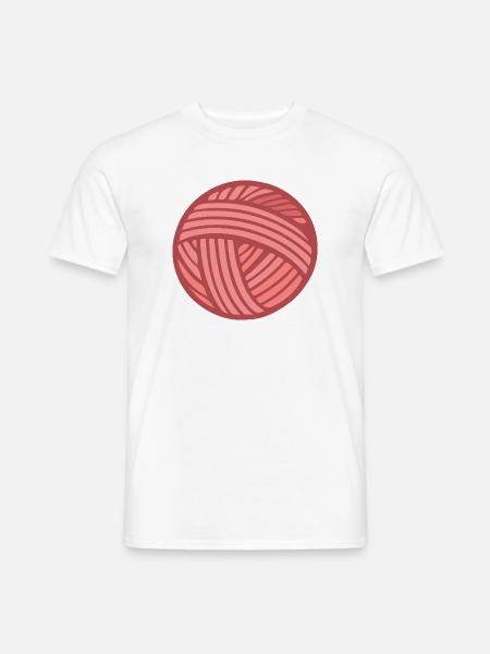 Rosa Wollknäuel-Strickmuster - Männer T-Shirt - Weiß