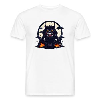 Mondnacht Werwolf Monster mit Feuer Flammen - Männer T-Shirt - Weiß - Vorne - AI Model Male 178 dark (178cm)