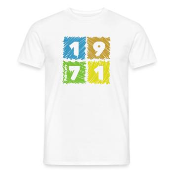 Patches colorées pour le 55e anniversaire depuis 02/1971 - T-shirt homme - blanc - Devant - AI Model Male 178 dark (178cm)