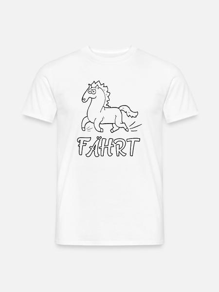 Pferd (Fährt), Pferd wie fahren - Wortwitz T-Shirt - Männer T-Shirt - Weiß