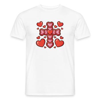 Cross of Hearts Valentine Display - Men's T-Shirt - white - Front - AI Model Male 178 dark (178cm)