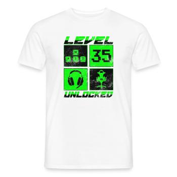 Geburtstag Geschenk Level Unlocked 35 Jahre - Männer T-Shirt - Weiß - Vorne - AI Model Male 178 dark (178cm)