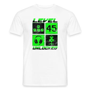 Geburtstag Geschenk Level Unlocked 45 Jahre - Männer T-Shirt - Weiß - Vorne - AI Model Male 178 dark (178cm)