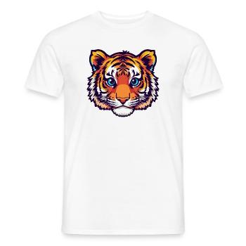 Colorful tiger head illustration - Men's T-Shirt - white - Front - AI Model Male 178 dark (178cm)