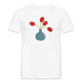 Éclatement de tulipe dans un vase turquoise - T-shirt homme - blanc - Devant - AI Model Male 178 dark (178cm)