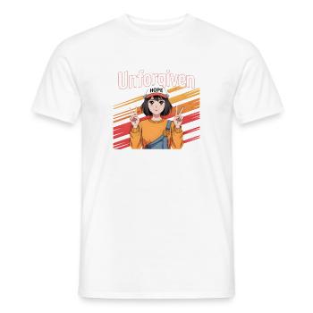 Anime Girl Peace & Hope – Look rétro vintage - T-shirt homme - blanc - Devant - AI Model Male 178 dark (178cm)