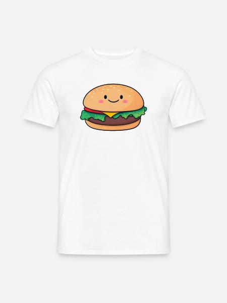 Kawaii Burger Smiling Motif - Men's T-Shirt - white