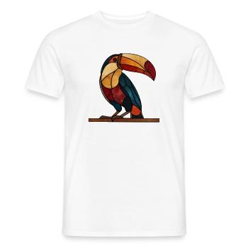Tukan im Glasmosaik-Stil Kunstvolles Vogel Design - Männer T-Shirt - Weiß - Vorne - AI Model Male 178 dark (178cm)