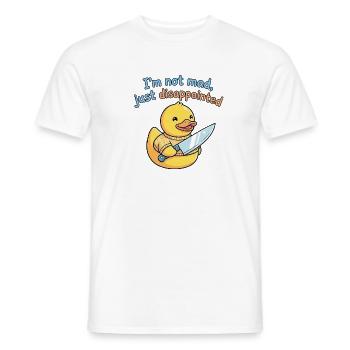 Disappointed duck with knife - Men's T-Shirt - white - Front - AI Model Male 178 dark (178cm)
