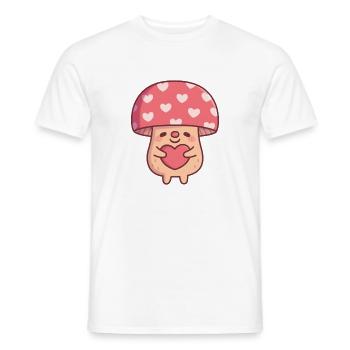 Süßer Pilz-Umarmungsherz-Valentinstag - Männer T-Shirt - Weiß - Vorne - AI Model Male 178 dark (178cm)