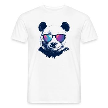 cooler Panda mit Neon Sonnenbrille Porträt Motiv - Männer T-Shirt - Weiß - Vorne - AI Model Male 178 dark (178cm)