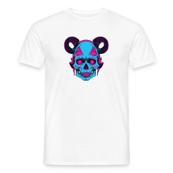 Neon Skull with Ram Horn - Men's T-Shirt - white - Front - AI Model Male 178 dark (178cm)