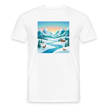 Alpenwinter-Szenerie mit Hirsch & Hütte - Männer T-Shirt - Weiß - Vorne - AI Model Male 178 dark (178cm)