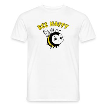 Bee Happy – Cute Cartoon Bee in Yellow Black - Men's T-Shirt - white - Front - AI Model Male 178 dark (178cm)
