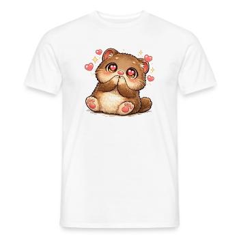 Kawaii Kitten Heart Eyes - Men's T-Shirt - white - Front - AI Model Male 178 dark (178cm)