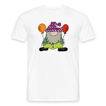 Costume Carnival Gnome Dwarf with Colorful Balloons - Men's T-Shirt - white - Front - AI Model Male 178 dark (178cm)