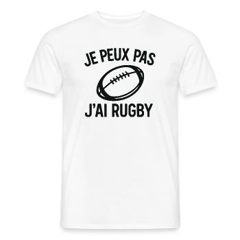Je peux pas j'ai rugby - T-shirt homme - blanc - Devant - AI Model Male 178 dark (178cm)