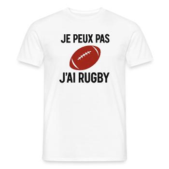 Je peux pas j'ai Rugby - T-shirt homme - blanc - Devant - AI Model Male 178 dark (178cm)
