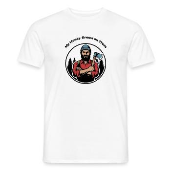 Mon argent pousse sur les arbres - Bûcheron forestier - T-shirt homme - blanc - Devant - AI Model Male 178 dark (178cm)