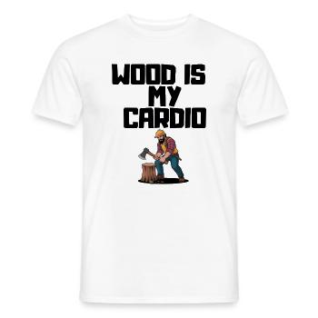 Wood Is My Cardio - Lumberjack Splitting Wood - Men's T-Shirt - white - Front - AI Model Male 178 dark (178cm)